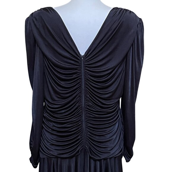 Vtg 80's Black Drape Dress Plus 22.5 Handkerchief Hem Whimsigoth Vamp Fairygoth - Picture 8 of 10